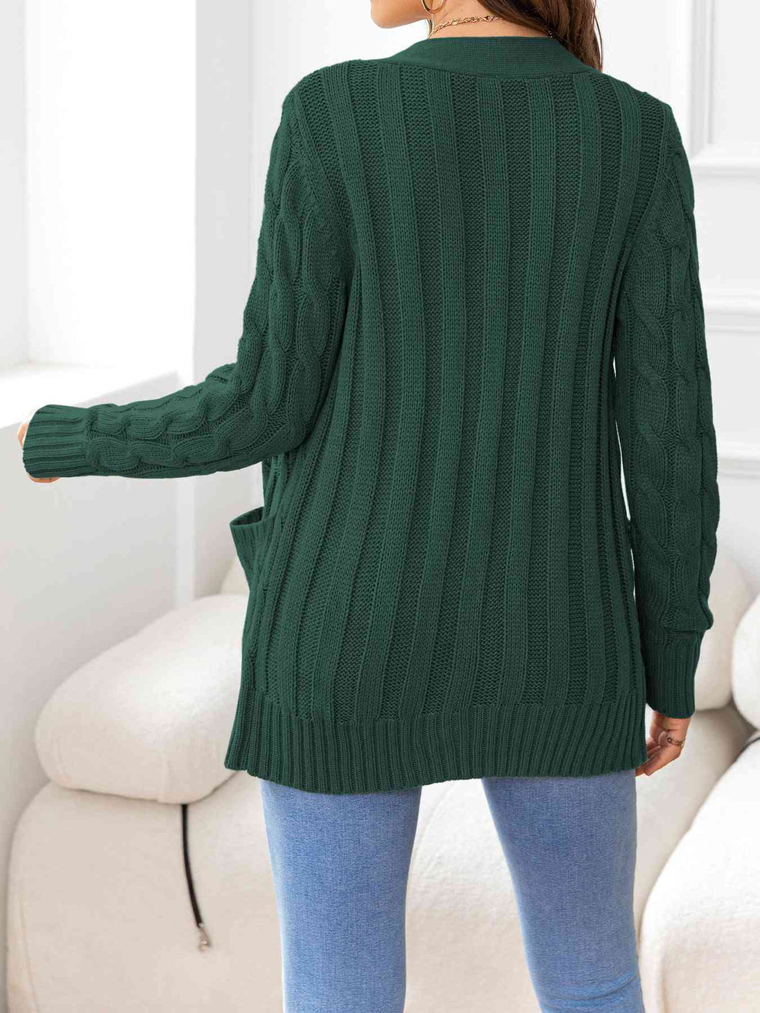 Button Down Cable-Knit Cardigan Bazaarbey