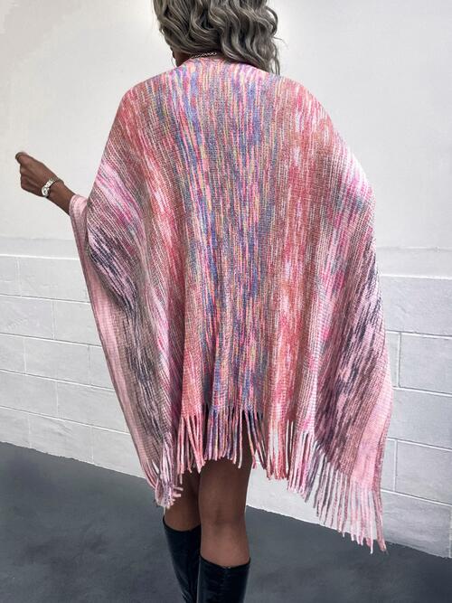 Heathered Fringe Hem Poncho Bazaarbey