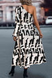 Printed One-Shoulder Tie Waist Dress -BazaarBey - www.shopbazaarbey.com