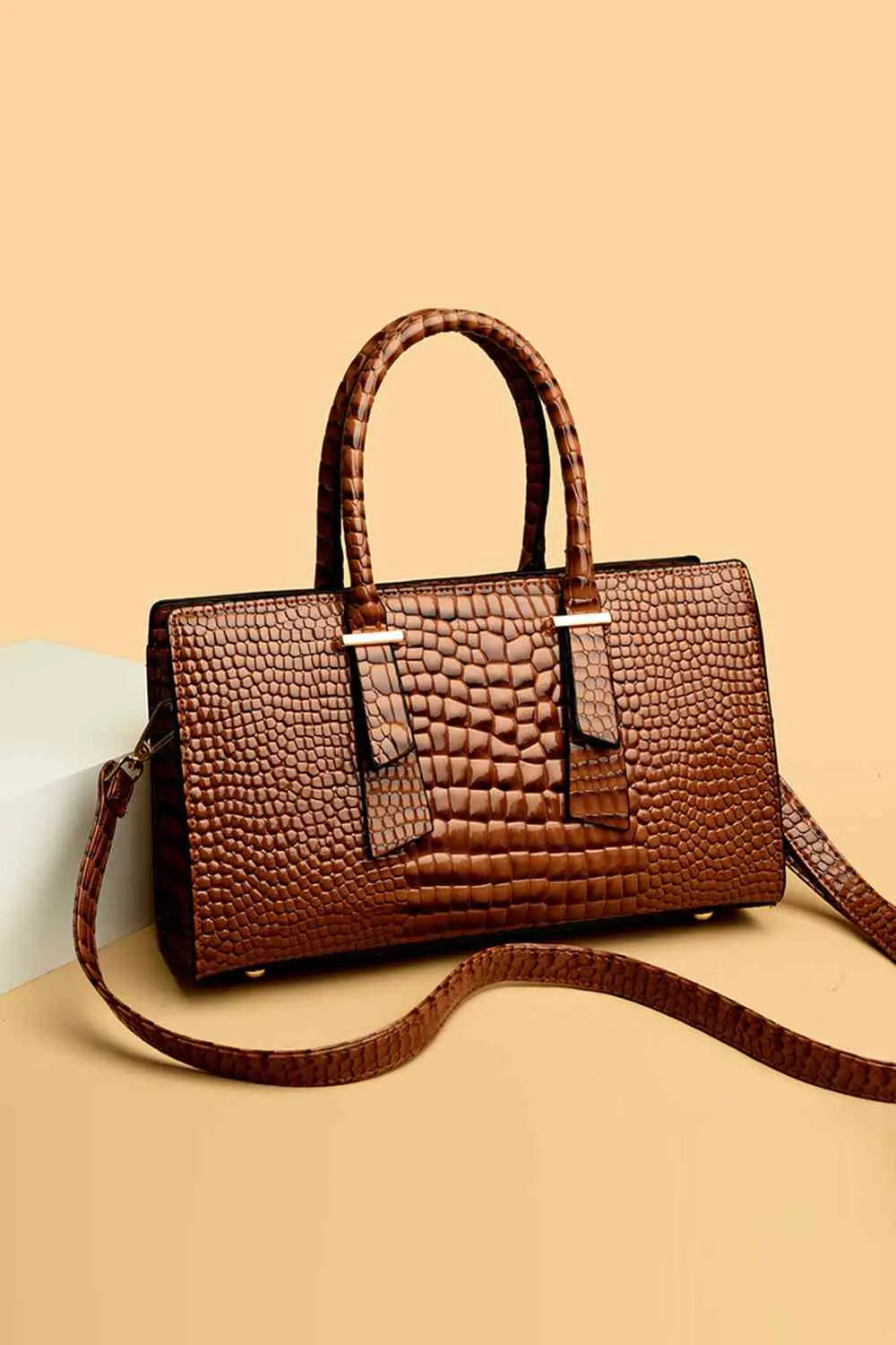 Textured PU Leather Handbag Trendsi