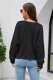 V-Neck Drop Shoulder Long Sleeve Knit Top Bazaarbey