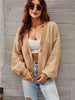 Heathered Lantern Sleeve Cardigan Trendsi