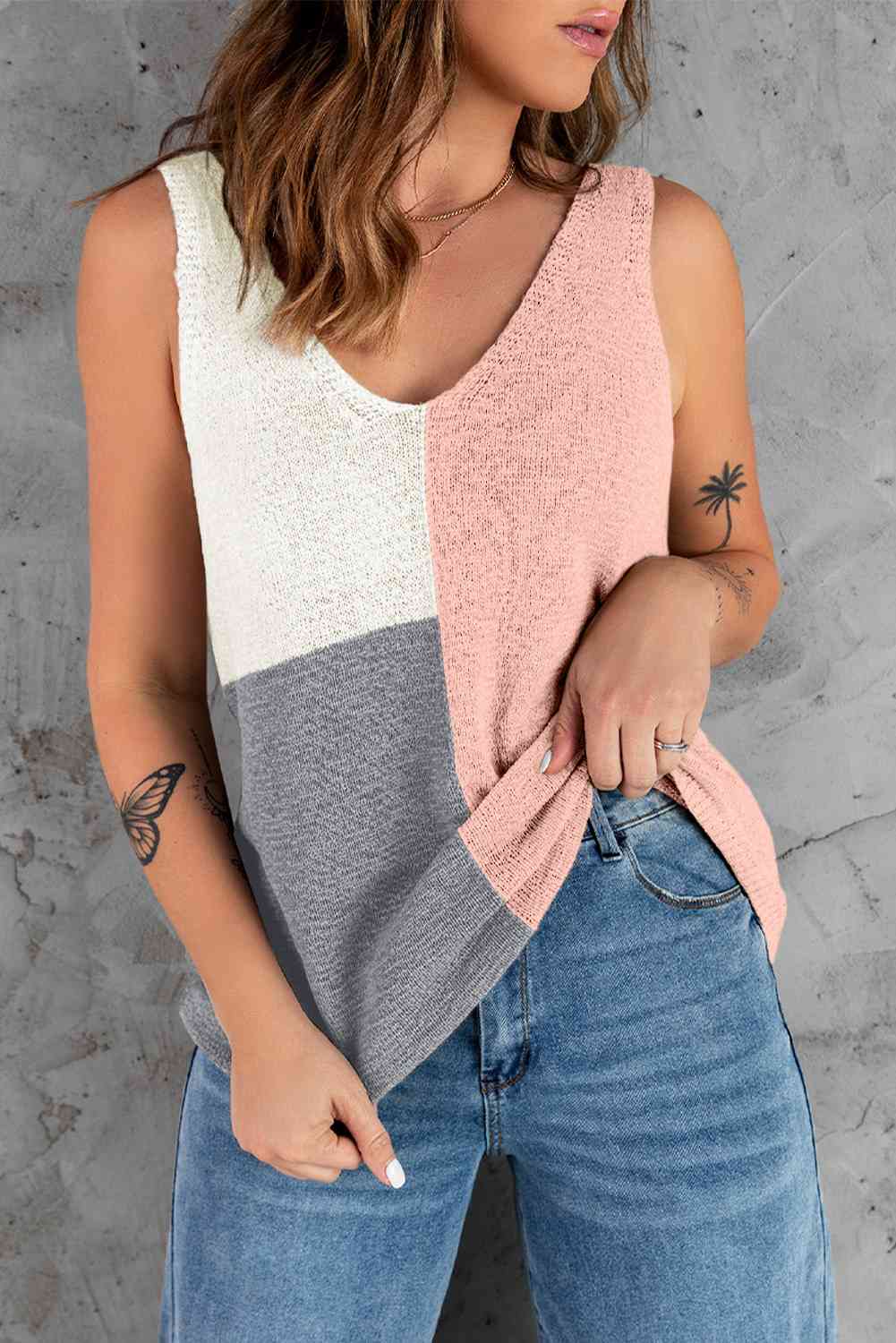  V-Neck Knitted Tank Trendsi