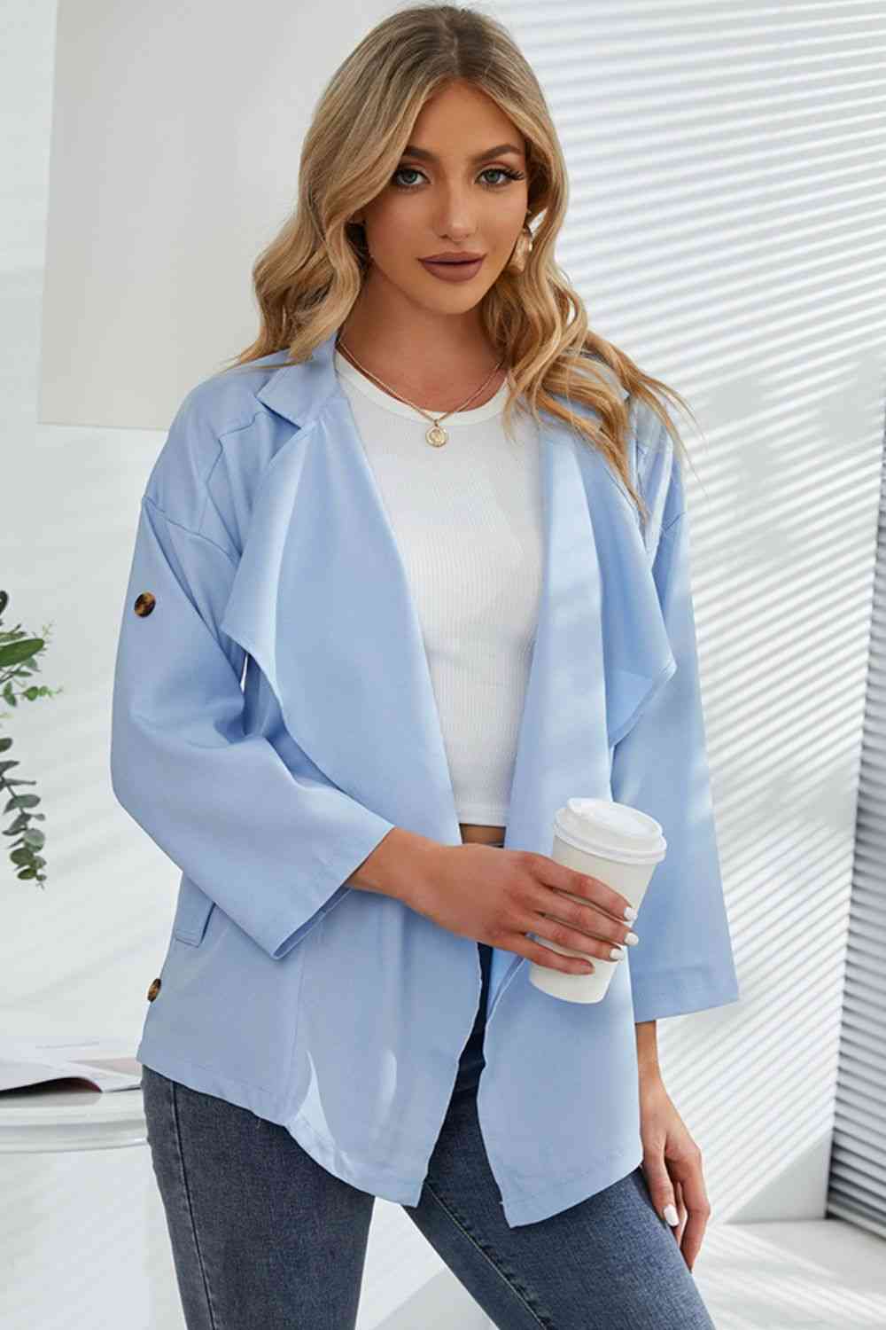  Drop Shoulder Trench Coat Trendsi