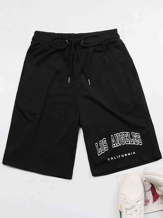 LOS ANGELES CALIFORNIA Graphic Drawstring Shorts Trendsi