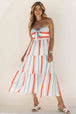 Striped Strapless Sweetheart Neck Dress -BazaarBey - www.shopbazaarbey.com