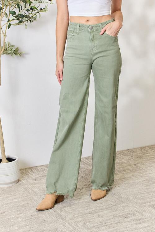   Raw Hem Wide-Leg Jeans Trendsi