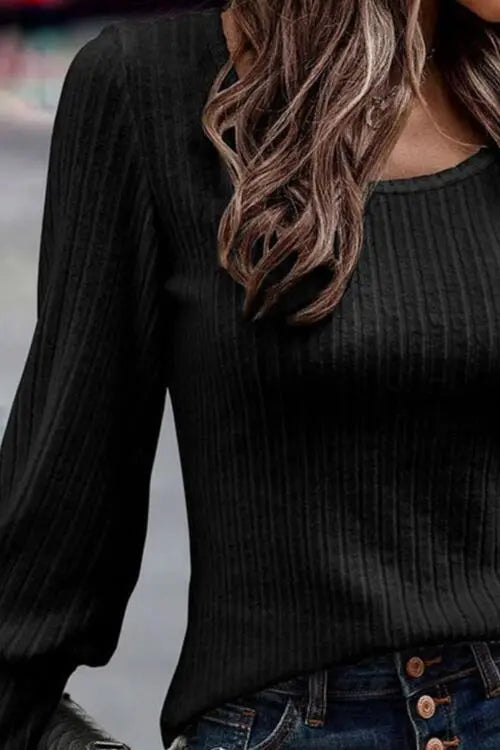 Scoop Neck Long Sleeve Blouse Trendsi