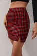 Houndstooth Slit Mini Skirt Trendsi