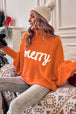 Merry Letter Embroidered High Neck Sweater Bazaarbey