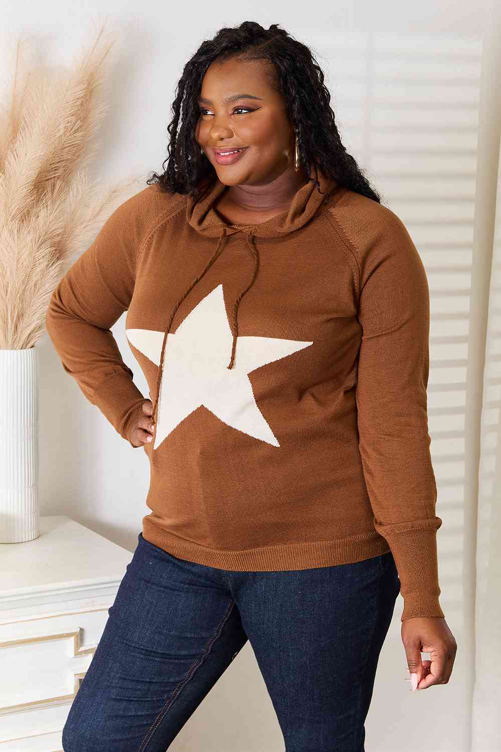 Heimish Full Size Star Graphic Hooded Sweater Bazaarbey