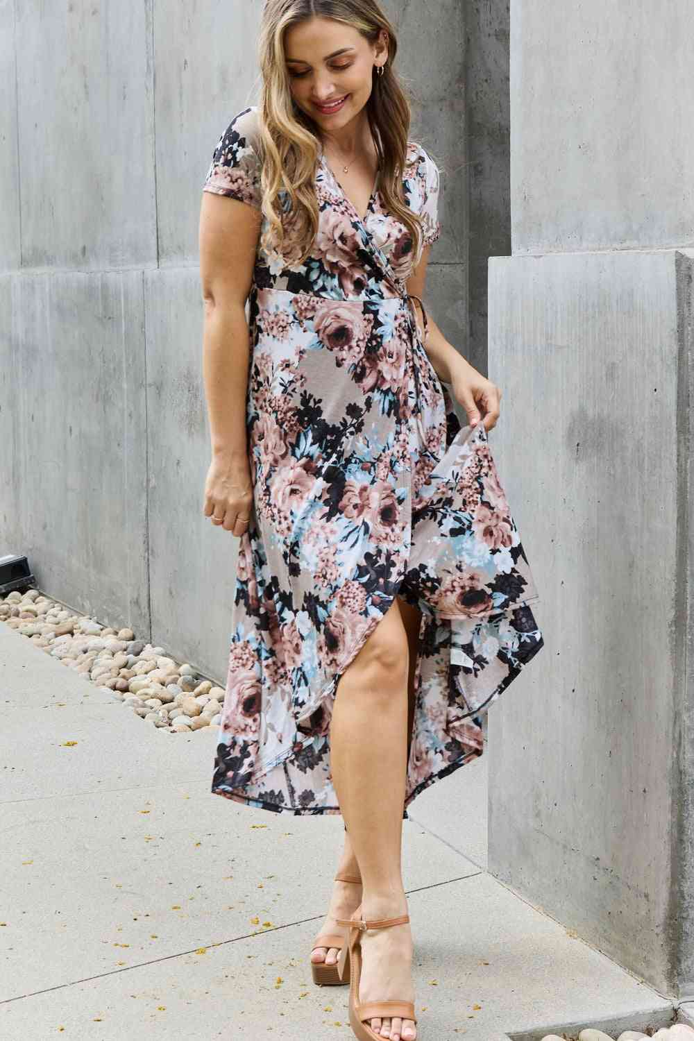 Heimish Give Me Roses Full Size Floral Maxi Wrap Dress -BazaarBey - www.shopbazaarbey.com