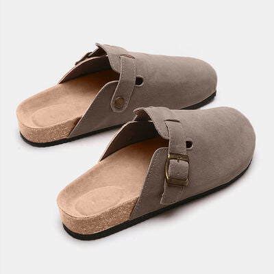 Suede Closed Toe Buckle Slide Trendsi