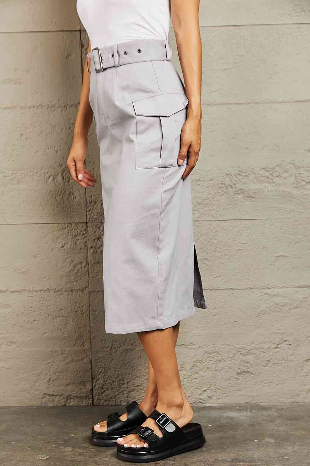  Professional Poise Buckled Midi Skirt Trendsi