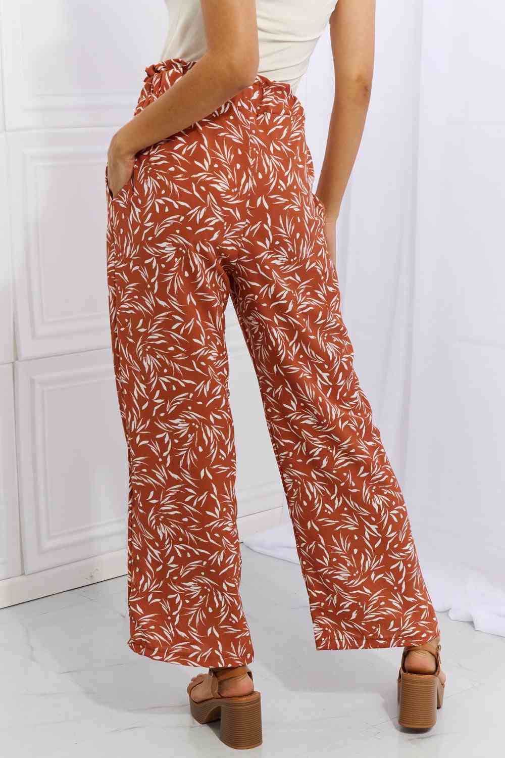  Right Angle  Geometric Printed Pants in Red Orange Bazaarbey