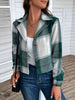 Plaid Collared Neck Button Up Long Sleeve Jacket Trendsi