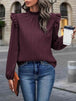 Mock Neck Ruffle Shoulder Blouse Trendsi