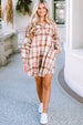 Plaid Long Sleeve Babydoll Mini Dress -BazaarBey - www.shopbazaarbey.com