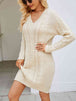 Cable-Knit V-Neck Mini Sweater Dress Bazaarbey