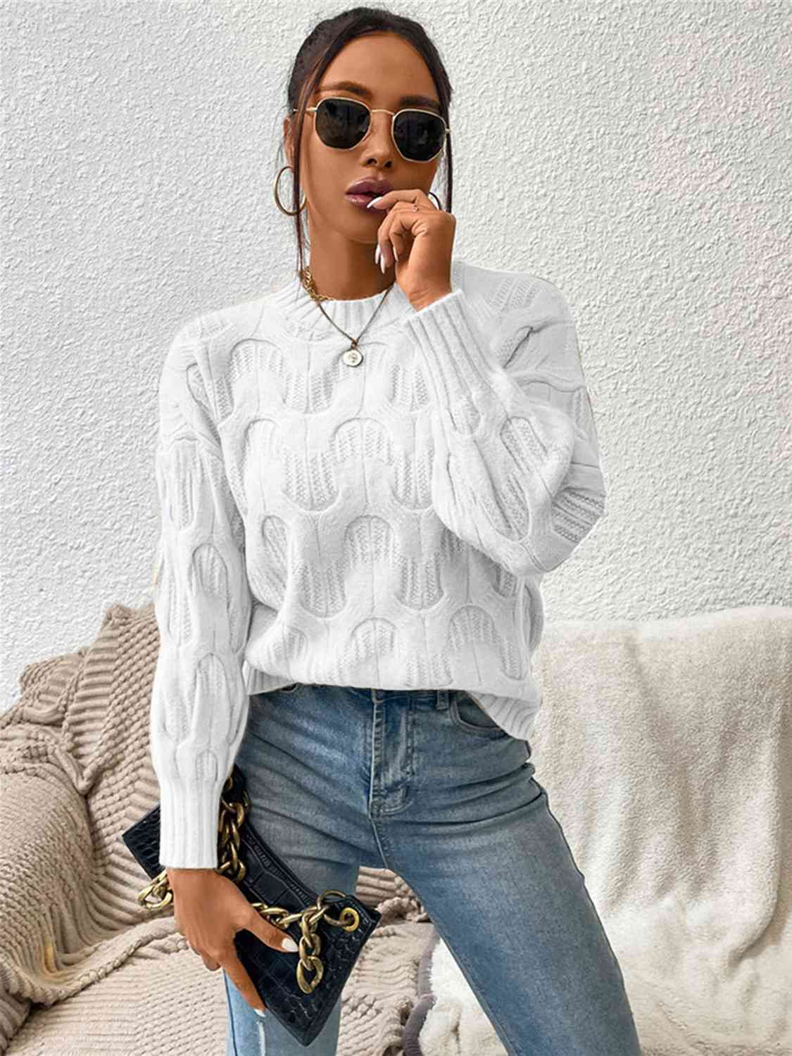 Round Neck Long Sleeve Sweater Bazaarbey