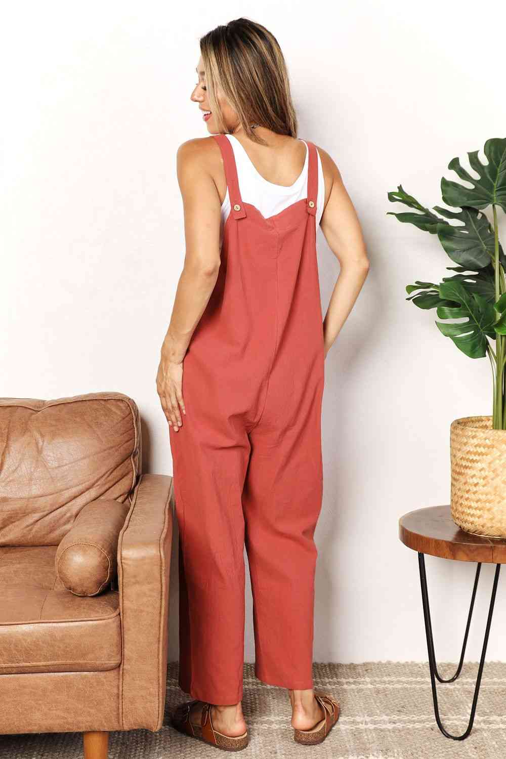 Double Take Wide Leg Overalls with Front Pockets Bazaarbey