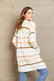 Woven Right Striped Rib-Knit Open Front Pocketed Cardigan Trendsi