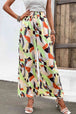 Printed Smocked Waist Wide Leg Pants Bazaarbey