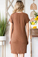 Ribbed Round Neck Short Sleeve Dress -BazaarBey - www.shopbazaarbey.com