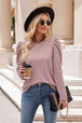 Round Neck Puff Sleeve Blouse Trendsi