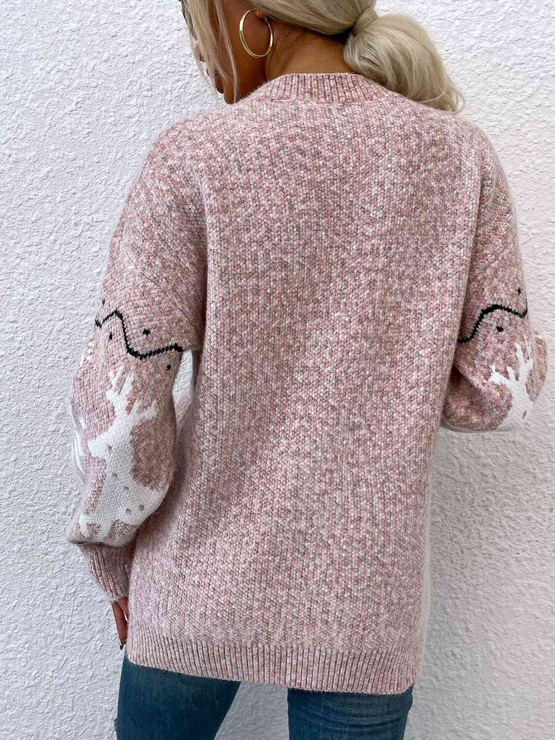 Reindeer Button Down Cardigan with Pockets Bazaarbey