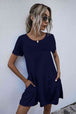 Round Neck Short Sleeve Mini Dress -BazaarBey - www.shopbazaarbey.com