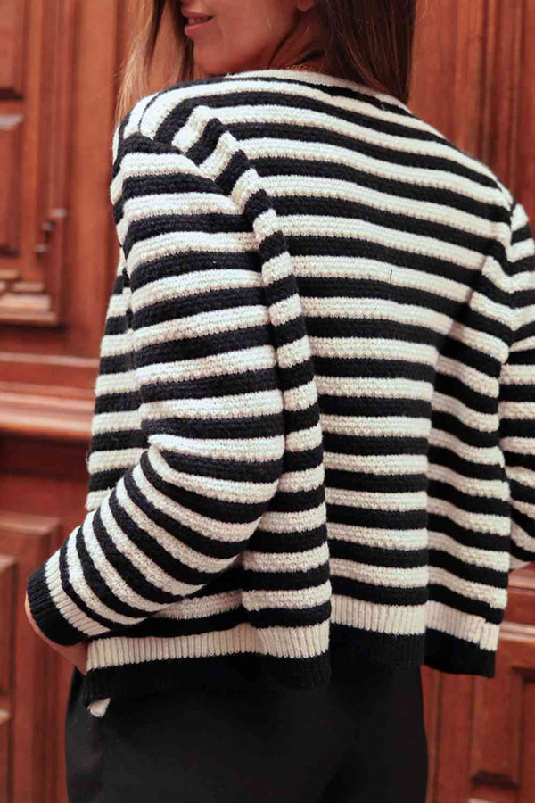 Striped Button Down Cardigan Bazaarbey