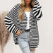 Striped Button Down Long Sleeve Cardigan Trendsi