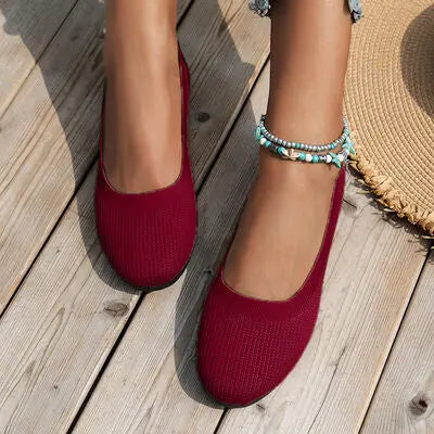 Round Toe Knit Ballet Flats Trendsi