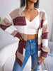 Striped Rib-Knit   Cardigan Trendsi