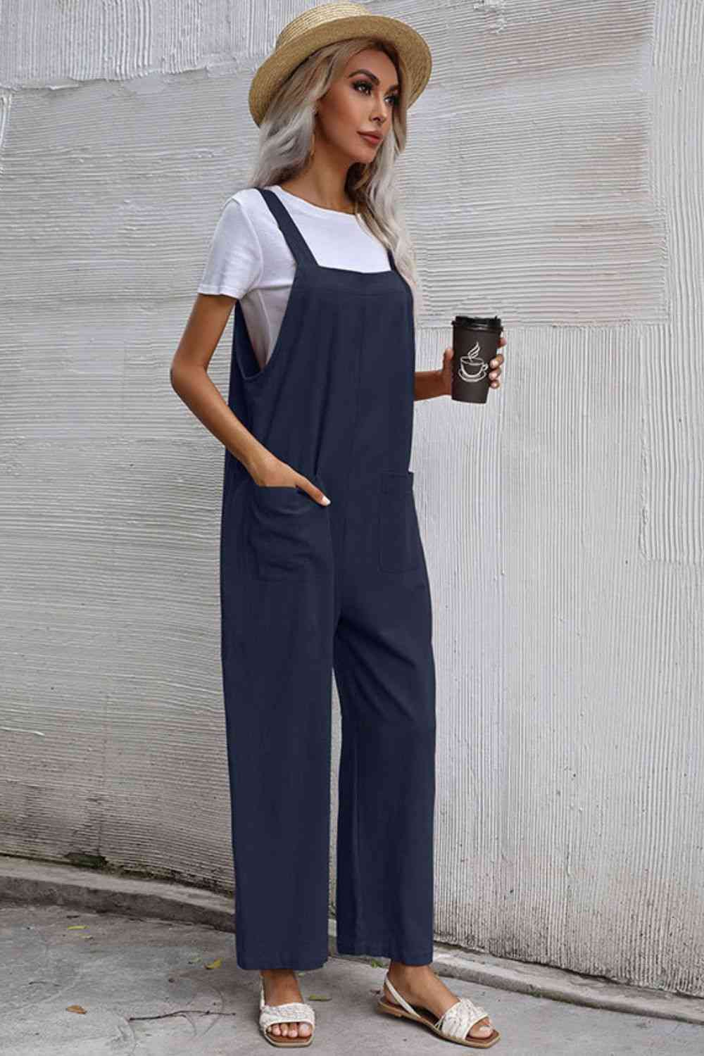 Wide Leg Overalls with Front Pockets Bazaarbey