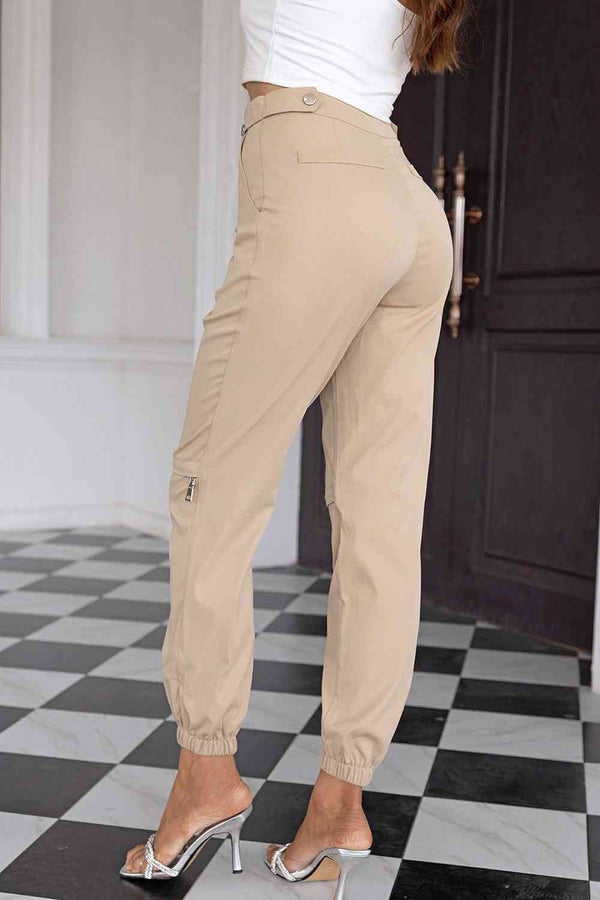 High Waist Pants with Pockets Bazaarbey