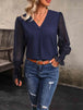 BazaarBey V-Neck Long Mesh Sleeve Top Bazaarbey