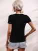 Cutout Round Neck Short Sleeve Knit Top Trendsi