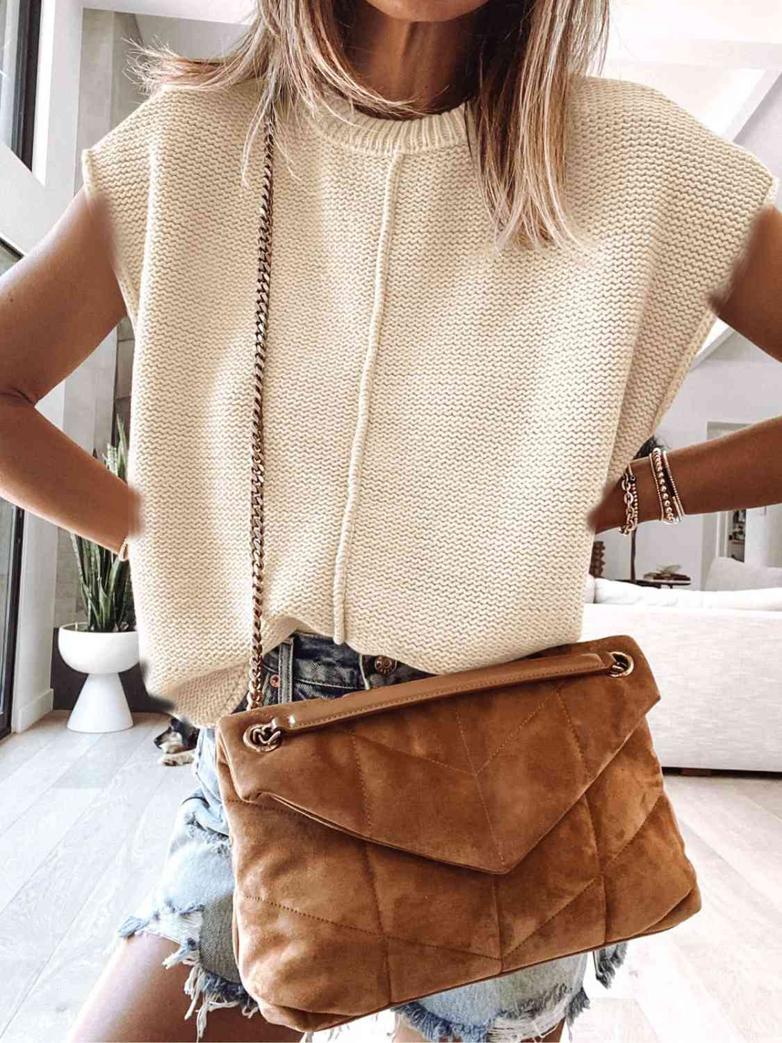 Cap Sleeve Sweater Vest Trendsi