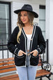 Waffle Knit V-Neck Cardigan with Pocket Trendsi