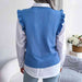 Ruffle Shoulder Ribbed Trim Sweater Vest Trendsi