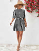 Striped Half Sleeve Tie Waist Mini Dress -BazaarBey - www.shopbazaarbey.com