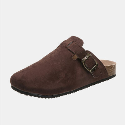 Suede Closed Toe Buckle Slide Trendsi