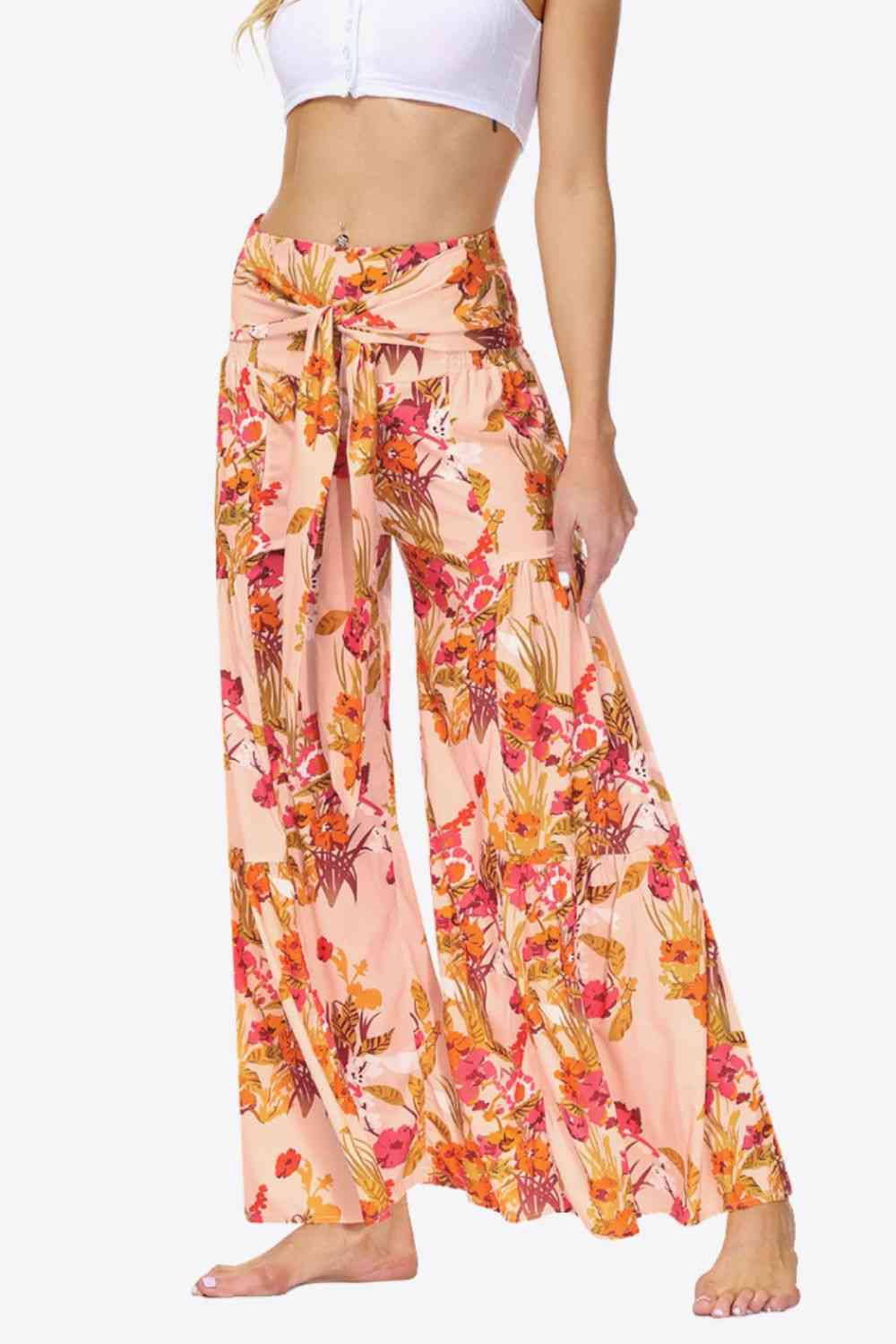 Floral Tie-Waist Tiered Culottes Bazaarbey