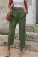 Straight Leg Cropped Pants with Pockets Bazaarbey