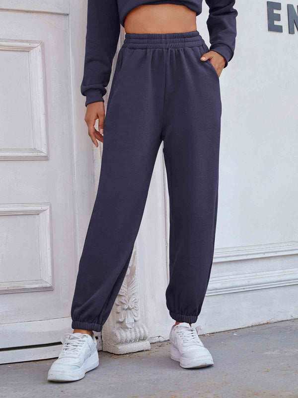 Elastic Waist Joggers with Pockets Bazaarbey