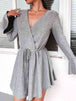 Plus Size  Neck Flare Sleeve Dress -BazaarBey - www.shopbazaarbey.com