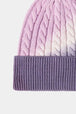 Contrast Tie-Dye Cable-Knit Cuffed Beanie Trendsi