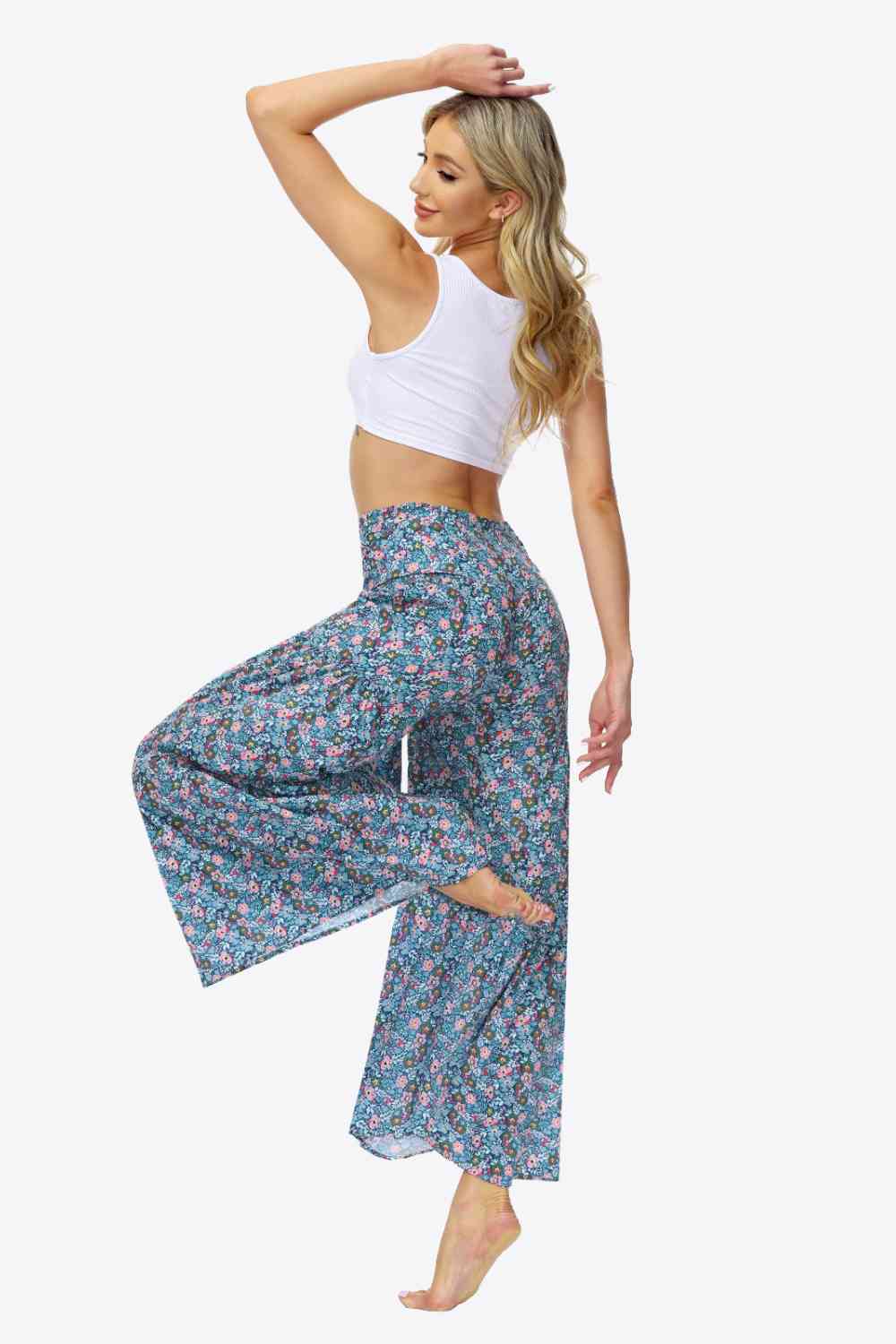 Floral Tie-Waist Tiered Culottes Bazaarbey